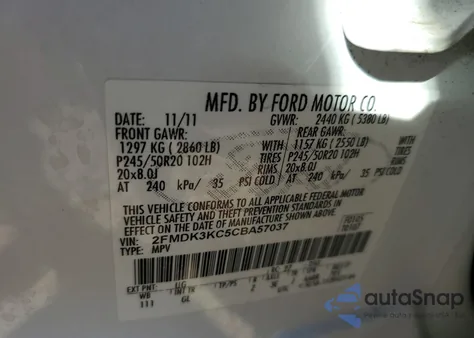 2012 Ford Edge Limited from USA, damaged, VIN 2FMDK3KC5CBA57037